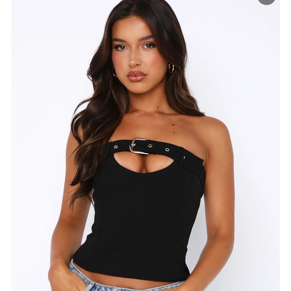 White Fox Boutique Black Strapless Top
